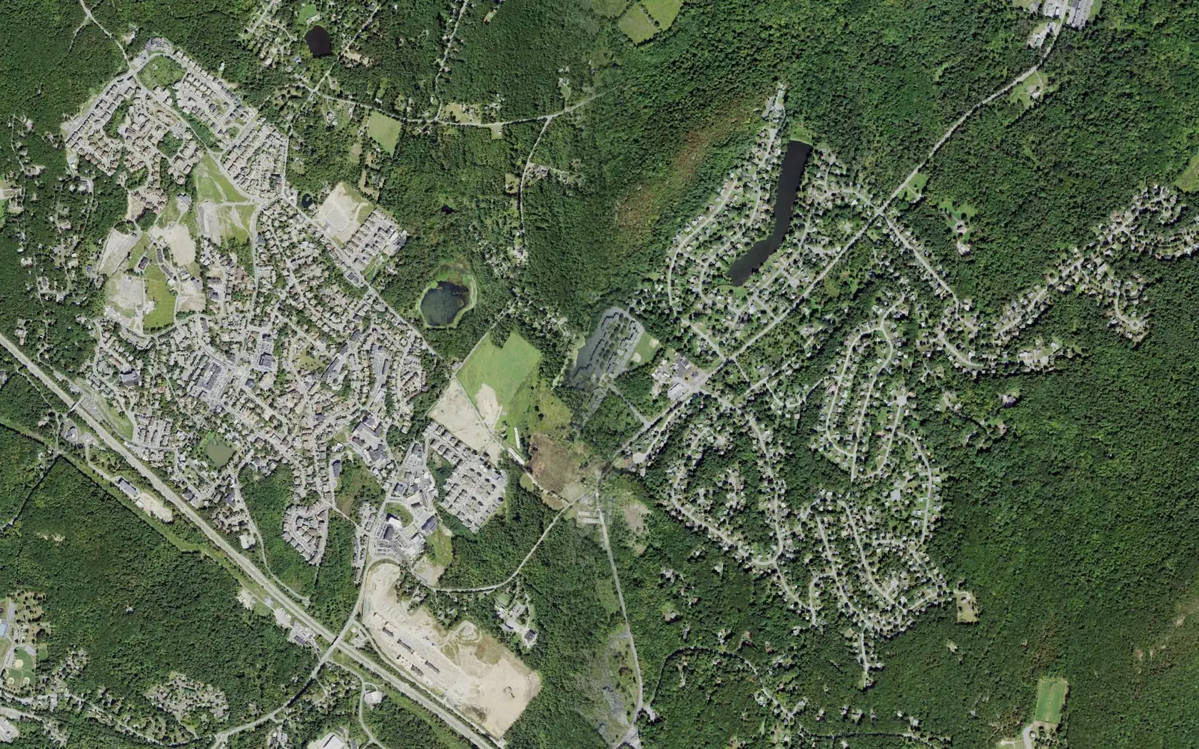 Aerial view of Kiryas Joel, Palm Tree and South Blooming Grove, Orange County, New York